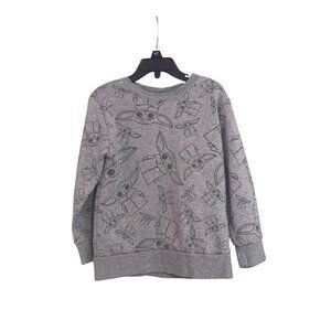 Star Wars Baby Yoda Gray Crewneck Sweatshirt Size 5 Girls G-7-203